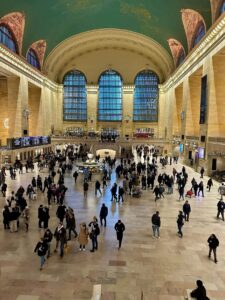 The main concourse of Grand Central Terminal in New York City, with its celestial ceiling and famous clock