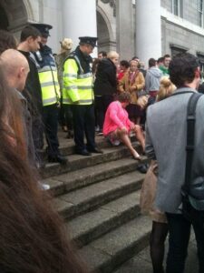 RTÉ cameras filming a scene for Mrs. Brown's Boys D'Movie in Dublin