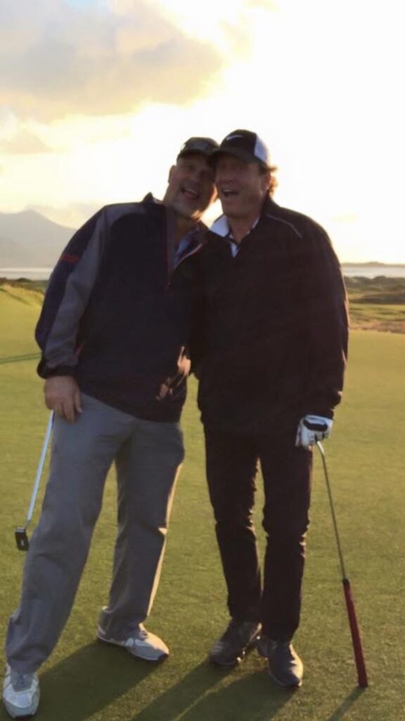 Ken Daneyko and Jeremy Roenick on the golf course during their Ireland tour with EGT