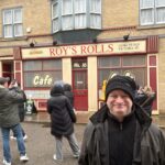 JP Cone outside Roy's Rolls on the Coronation Street set