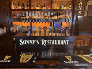 A fine row of taps at the bar