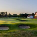 The clock-tower clubhouse and pot bunkers at Formby Golf Club on England's Golf Coast