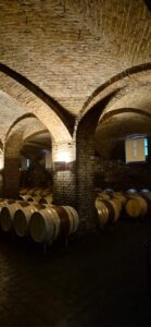 Italian underground brick wine cellar