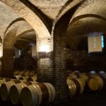 Italian underground brick wine cellar