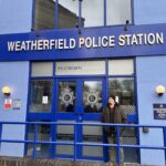 JP Cone outside Weatherfield Police Station on the Coronation Street set