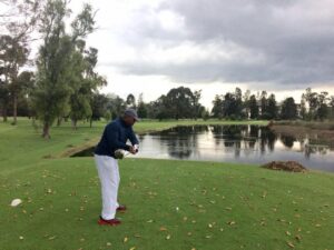 Nesby Glasgow teeing off in Colombia
