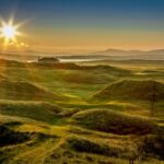 Golden sunset over the dunes at Carne Golf Links, Belmullet, County Mayo