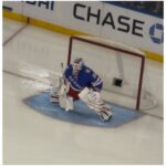 Henrik Lundqvist in goal for the New York Rangers at Madison Square Garden