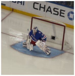 Henrik Lundqvist in goal for the New York Rangers at Madison Square Garden
