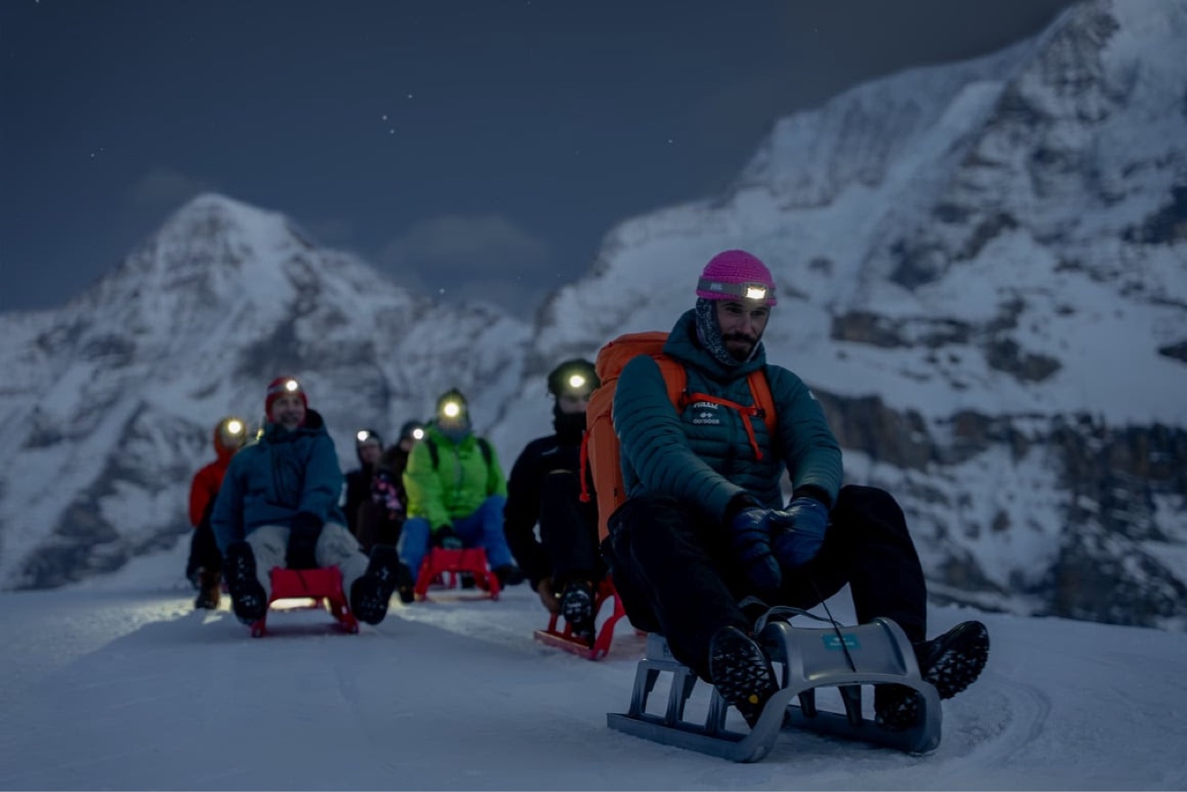 Night sledding in the Alps