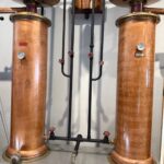 Copper pot stills at a Portuguese distillery