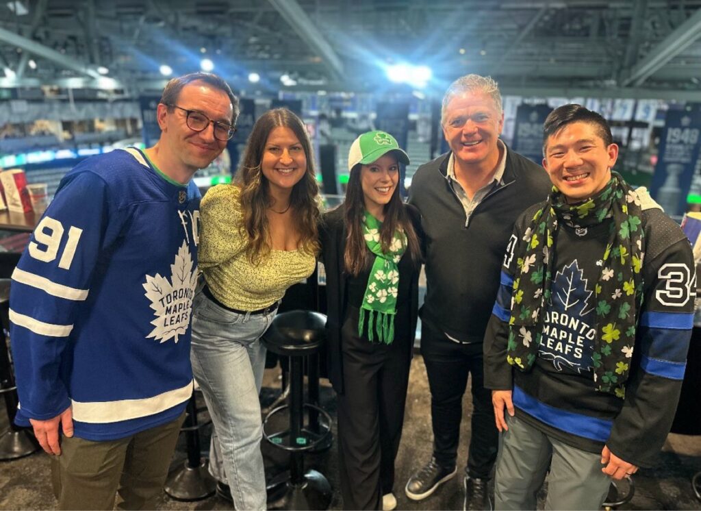 Brad May with the Tourism Ireland team at a Toronto Maple Leafs game
