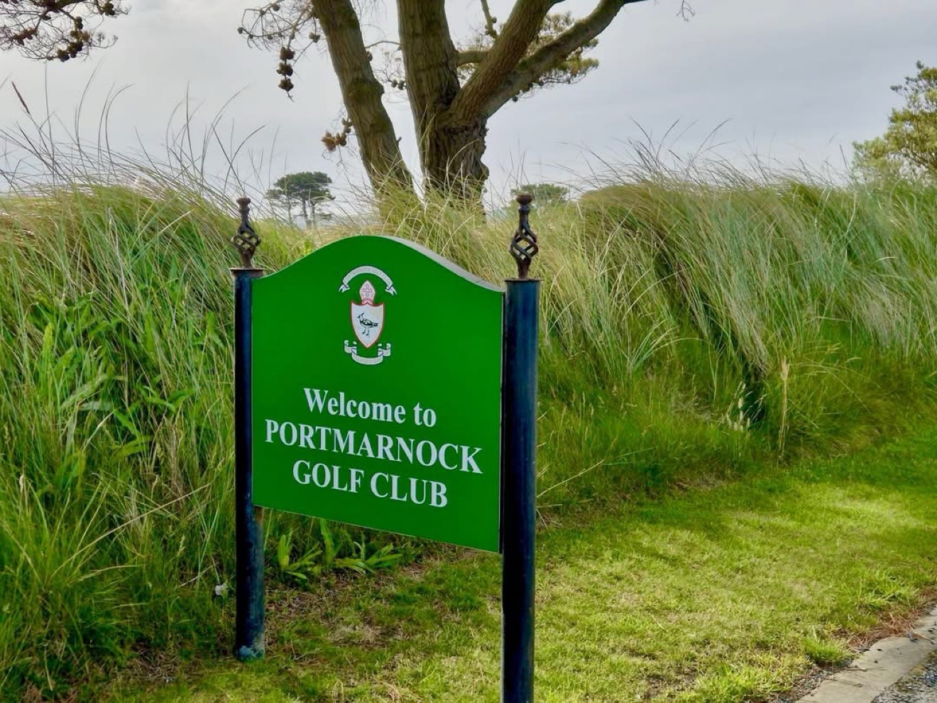 Portmarnock Golf Club welcome sign on the golf course