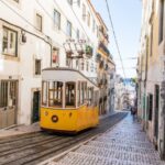 Lisbon's famous yellow tram, Portugal