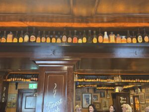Shelves of history above the bar