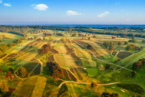 Walton Heath Golf Club, Surrey — above the two 18th fairways