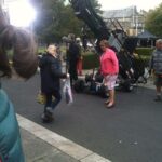 A scene from Mrs. Brown's Boys D'Movie being filmed on the streets of Dublin