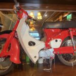 A vintage Honda takes pride of place