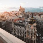 The Edificio Metrópolis and the Gran Vía, Madrid, at dusk