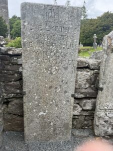 Glendalough monastic site: inscribed gravestone