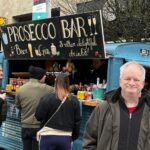 JP at a street Prosecco Bar on tour in England