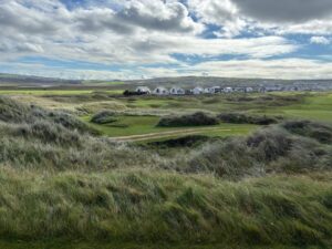 The town of Lahinch seen from the links, County Clare