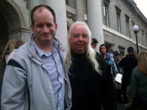 Cast members on set during filming of Mrs. Brown's Boys D'Movie in Dublin