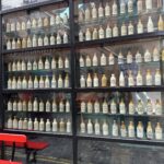 Antique Belfast stoneware bottles on display in the Cathedral Quarter