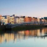 The Ha'penny Bridge over the River Liffey in Dublin