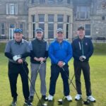 Karl Adam's group on the first tee at St Andrews with EGT