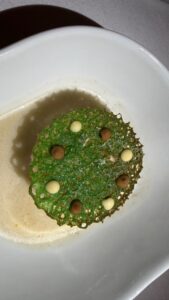 A chef's tasting dish at a fine-dining restaurant in the Basque Country