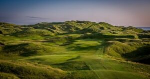 Rolling links dunes in evening light in Ireland