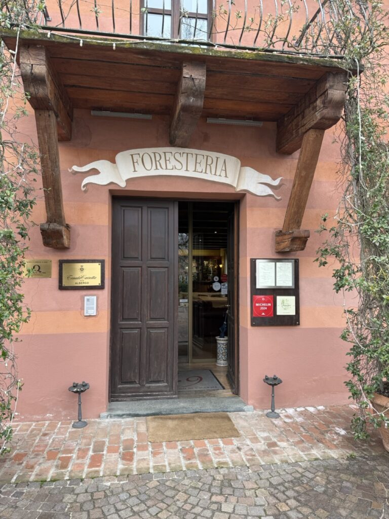 The Foresteria entrance at Tenuta Carretta, a wine-estate hotel in Piedmont, Italy