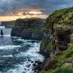 The Cliffs of Moher rising over the Atlantic in County Clare, Ireland