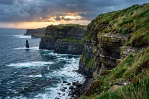 The Cliffs of Moher rising over the Atlantic in County Clare, Ireland