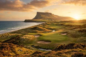 A links golf course beneath Benbulben in County Sligo