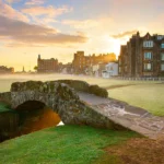 The Swilcan Bridge on the Old Course at St Andrews at sunrise