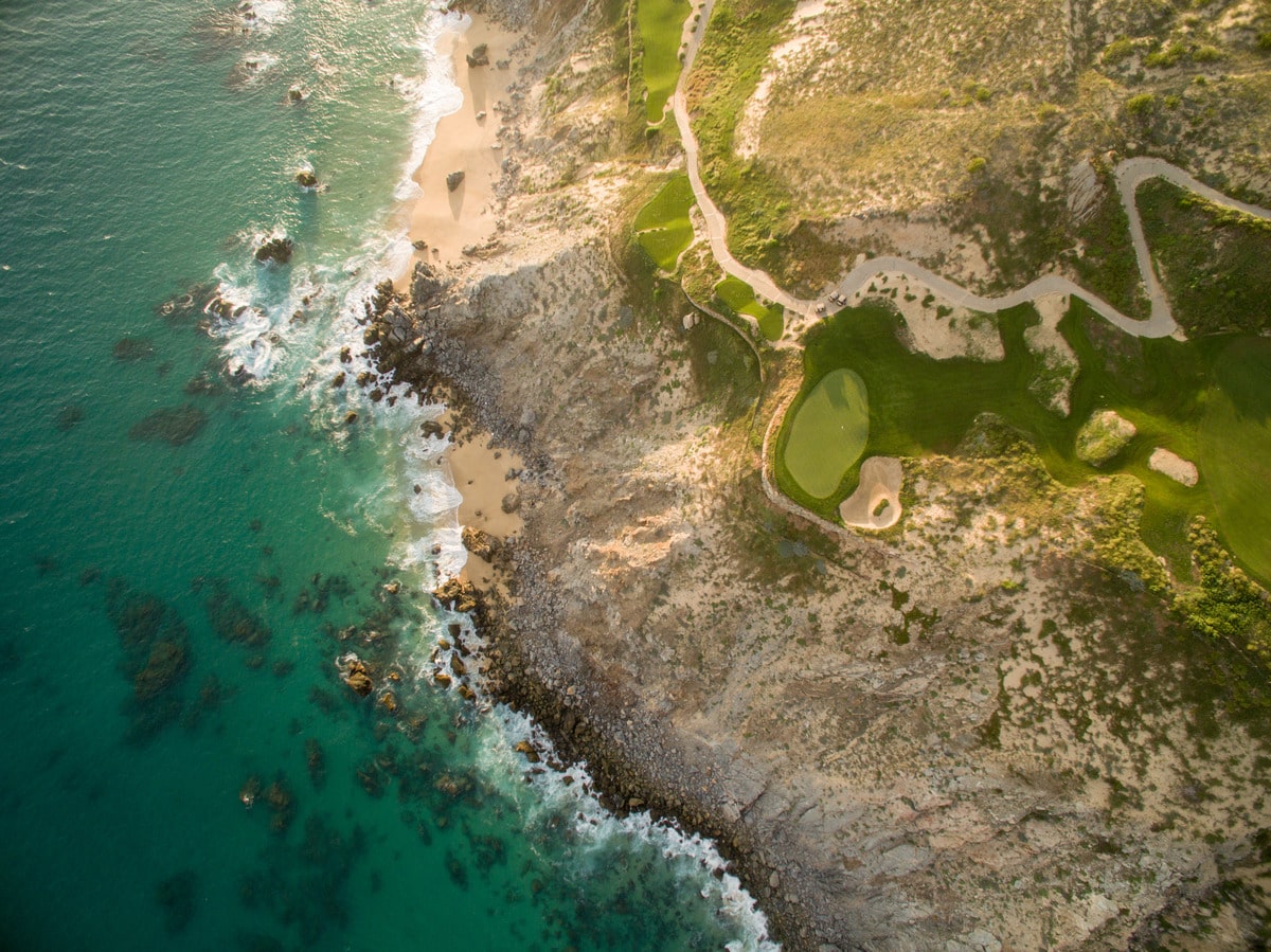 Aerial view of Quivira Golf Club golf course in Los Cabos, Mexico